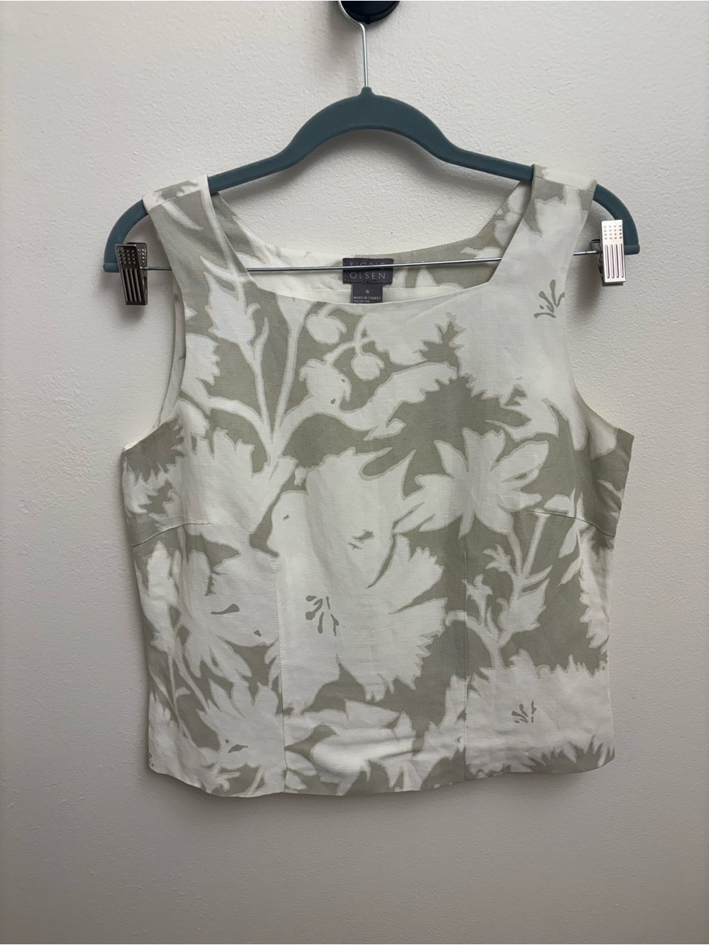 Sigrid Olsen Linen Blend Sleeveless Floral Top Size 6 Botanical